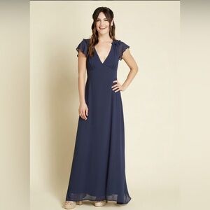 326 - Modcloth NWT Navy Flutter Sleeve Maxi Dress, Size 8